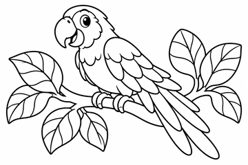 Desenho para colorir: Arara na árvore