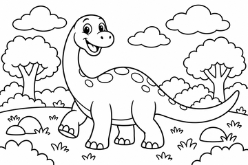 Desenho para colorir: Dinossauro no parque