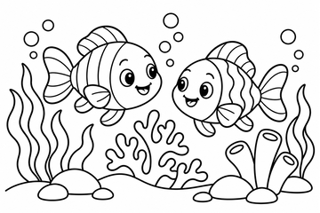 Desenho para colorir: Peixinhos no mar