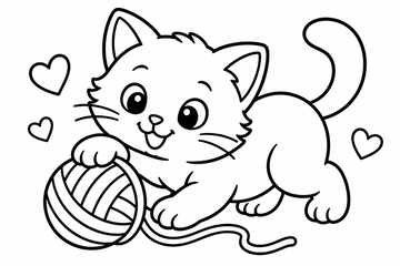 Desenho para colorir: Gatinho com novelo
